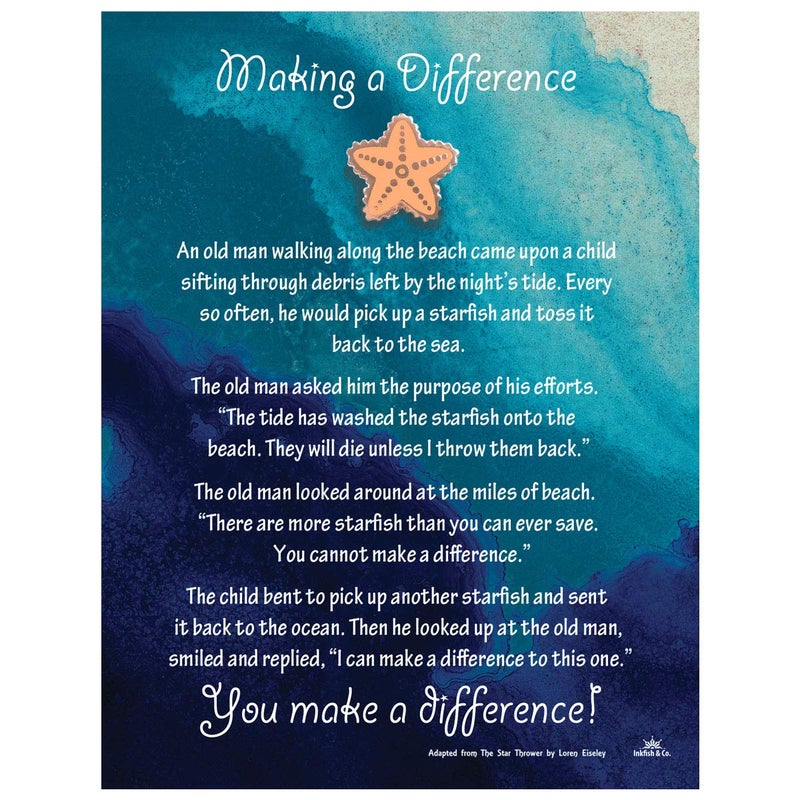 SNANA Starfish Poem Story Lapel Pin Token of Appreciation and Recognition Making A Difference (10) Coral Color - Image 2